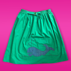 Retro Kelly Green Preppy Blue Whale 80’s Skirt